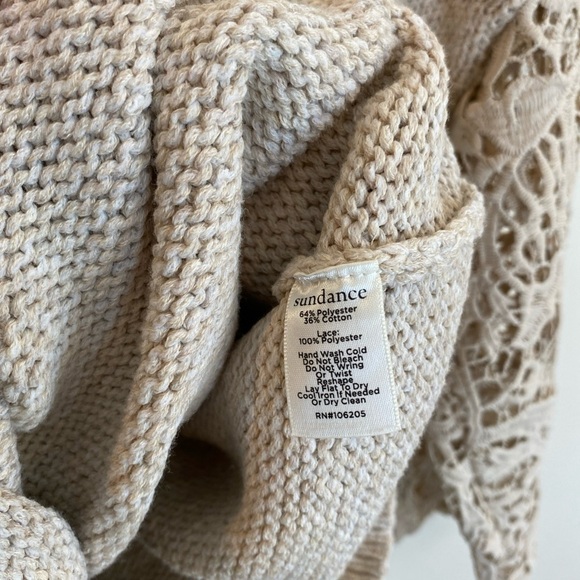Sundance Beige Sweater with Lace Sleeves - Picture 4 of 5